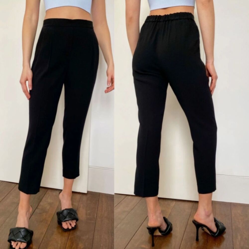 Babaton New Cohen Pant Black Japanese Crepe Crop Ankle Pull On Sz 8 Aritzia